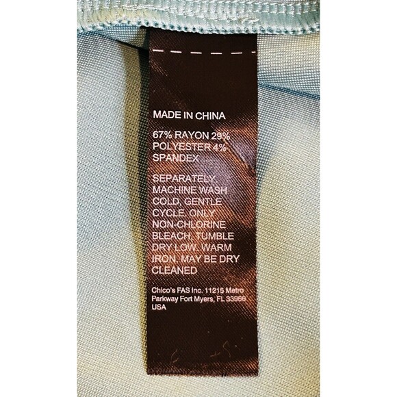 NWT Chico's Black Label Cowl Neck Top Dressy Shirt Tunic Tie Neck Bow Blue Large - Picture 10 of 11